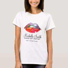 Camiseta Audaces labios arcoíris acuarela dibujo maquillaje