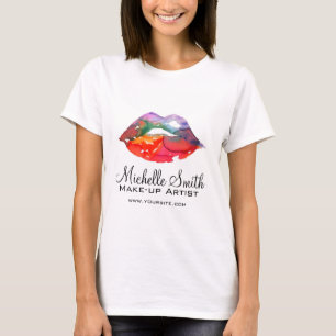 Camiseta Audaces labios arcoíris acuarela dibujo maquillaje