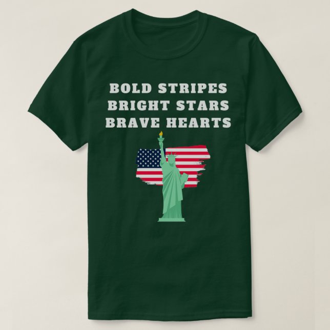 Camiseta Audaces rayas Bright Stars Brave corazones 4 de ju (Diseño del anverso)