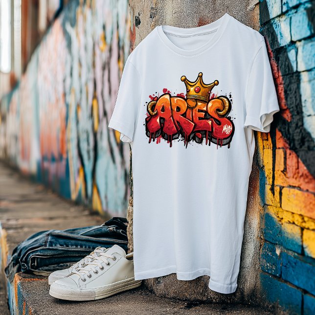 Camiseta Audaz aerógrafo Aries Zodiac Graffiti con corona (Subido por el creador)