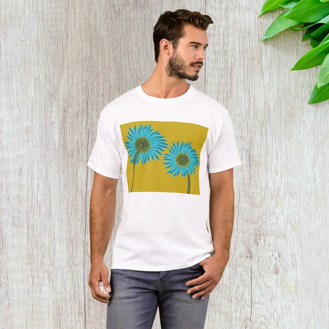 Camiseta Audaz arte de margarita azul sobre fondo amarillo  (Subido por el creador)