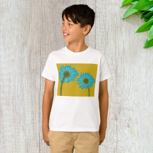 Camiseta Audaz arte de margarita azul sobre fondo amarillo