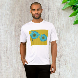 Camiseta Audaz arte de margarita azul sobre fondo amarillo