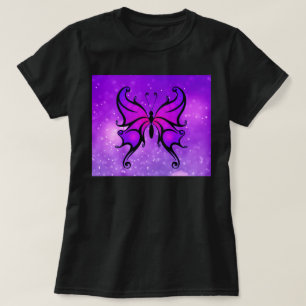 Camiseta Audaz Bonito de mariposa morada de las mujeres