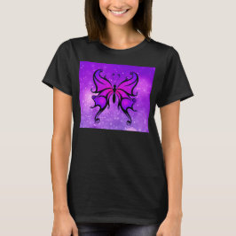 Camiseta Audaz Bonito de mariposa morada de las mujeres
