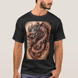 Camiseta "Audaz Elegancia: Tatuaje del Dragón Gris Negro Ce