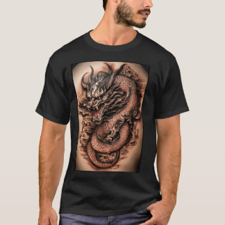 Camiseta "Audaz Elegancia: Tatuaje del Dragón Gris Negro Ce