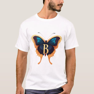 Camiseta Audaz elegante letra "B" con mariposa