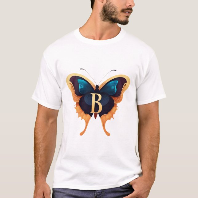 Camiseta Audaz elegante letra "B" con mariposa (Anverso)
