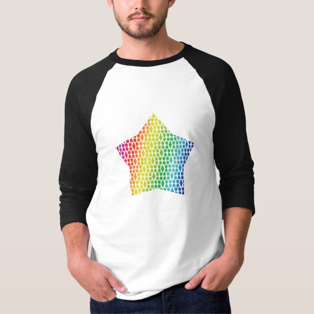 Camiseta Audaz estrella del hongo arcoiris y del patrón de  (Anverso)
