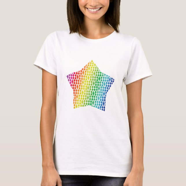 Camiseta Audaz estrella del hongo arcoiris y del patrón de  (Anverso)