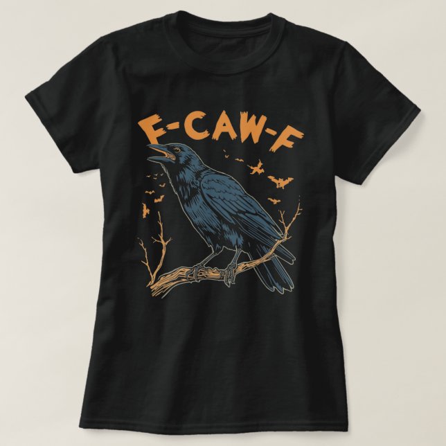 Camiseta Audaz Ilustracion Retro Crow Halloween Fun Design (Diseño del anverso)