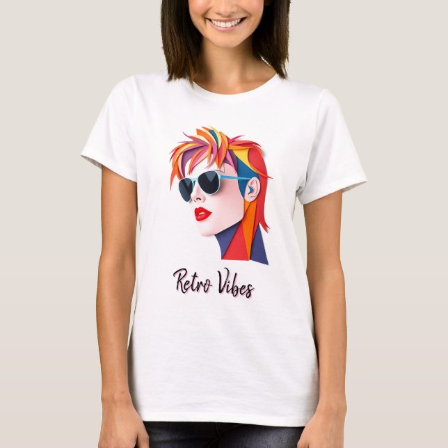 Camiseta Audaz Retrato De Moda Colorida (Anverso)