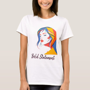 Camiseta Audaz Retrato de Moda Multicolor