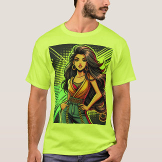Camiseta Audaz y bella Chica Personalizado T-Shirt Des