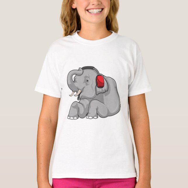 Camiseta Audífono de música elefante (Anverso)