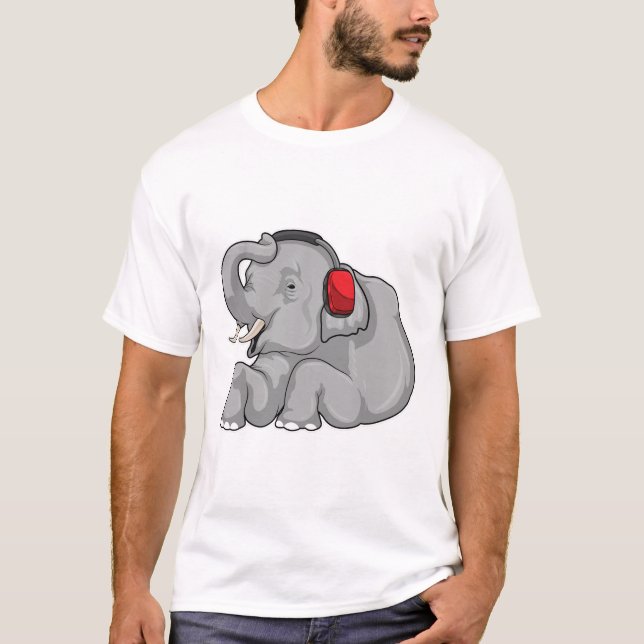 Camiseta Audífono de música elefante (Anverso)