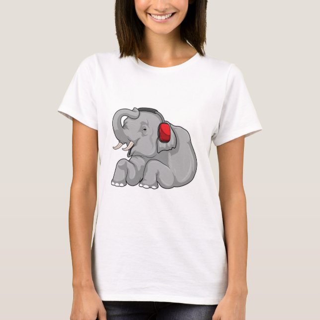 Camiseta Audífono de música elefante (Anverso)