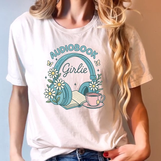 Camiseta Audiobook Girlie Blue Books y audífonos (Subido por el creador)