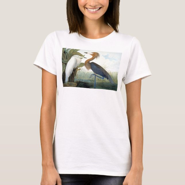 Camiseta Audubon: Egret rojizo o garza púrpura (Anverso)