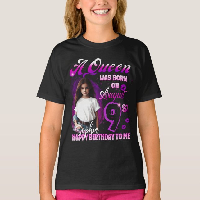 Camiseta Aueen nació el Chica del cumpleaños de agosto (Anverso)