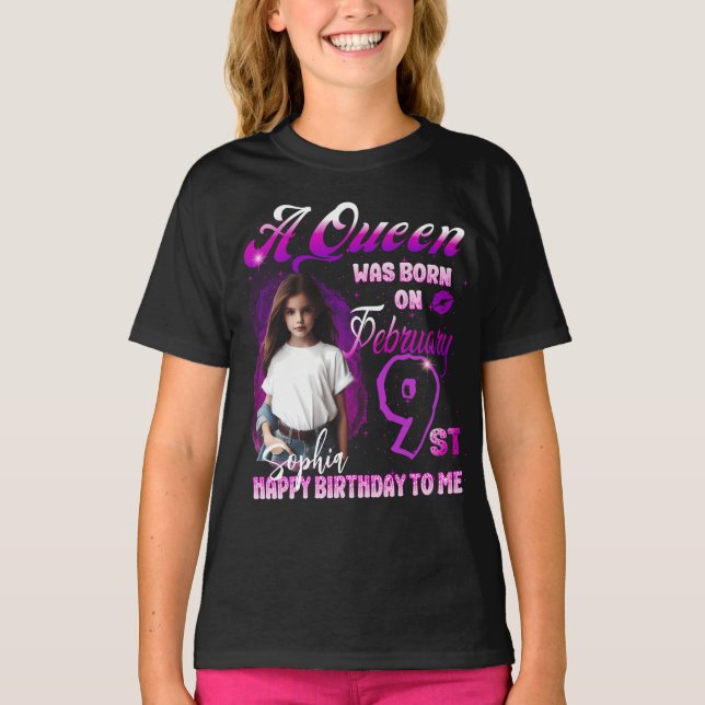 Camiseta Aueen nació el Chica del cumpleaños de febrero (Anverso)