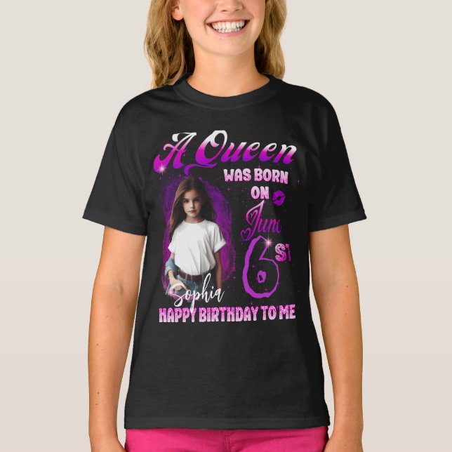 Camiseta Aueen nació el Chica del cumpleaños de junio (Anverso)