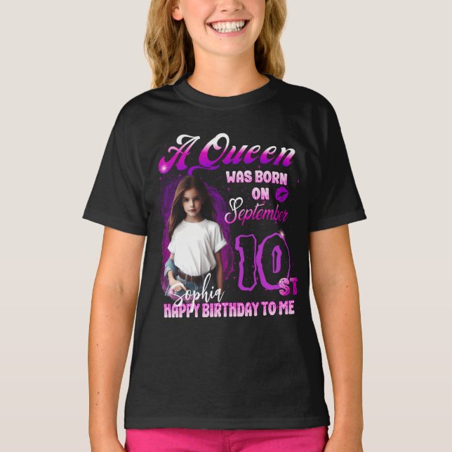 Camiseta Aueen nació el Chica del cumpleaños de septiembre (Anverso)