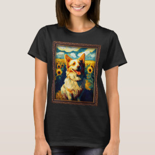 Camiseta Auggie Painting Flor de girasol Madera Floral
