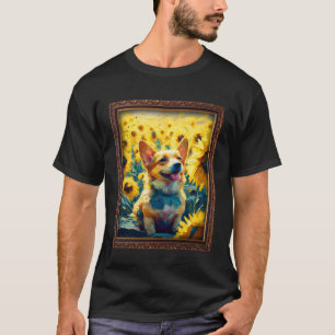 Camiseta Auggie Painting Flor de girasol Madera Floral