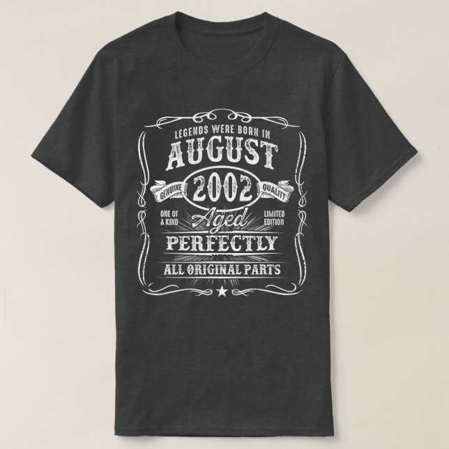 Camiseta August 2002 Birthday  For Men Women 20 Years Old G (Diseño del anverso)