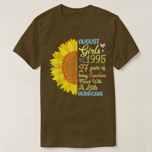 Camiseta August Girls 1995 27 Years Of Being Sunshine Mied  (Diseño del anverso)