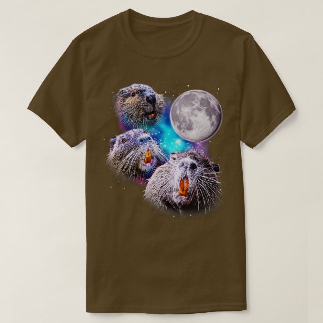 Camiseta Aúl de tres castores en la luna (Diseño del anverso)