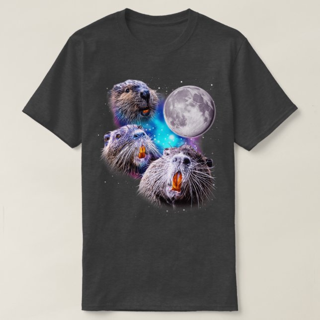 Camiseta Aúl de tres castores en la luna (Diseño del anverso)