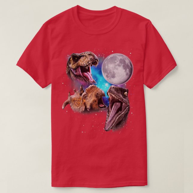 Camiseta Aúl de tres dinosaurios en la luna (Diseño del anverso)
