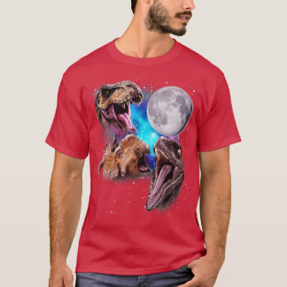 Camiseta Aúl de tres dinosaurios en la luna