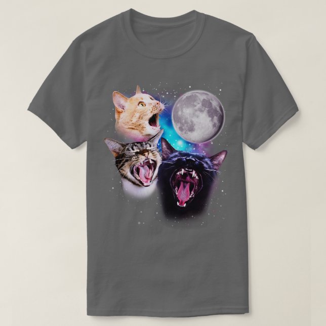 Camiseta Aúl de tres gatos en la luna (Diseño del anverso)