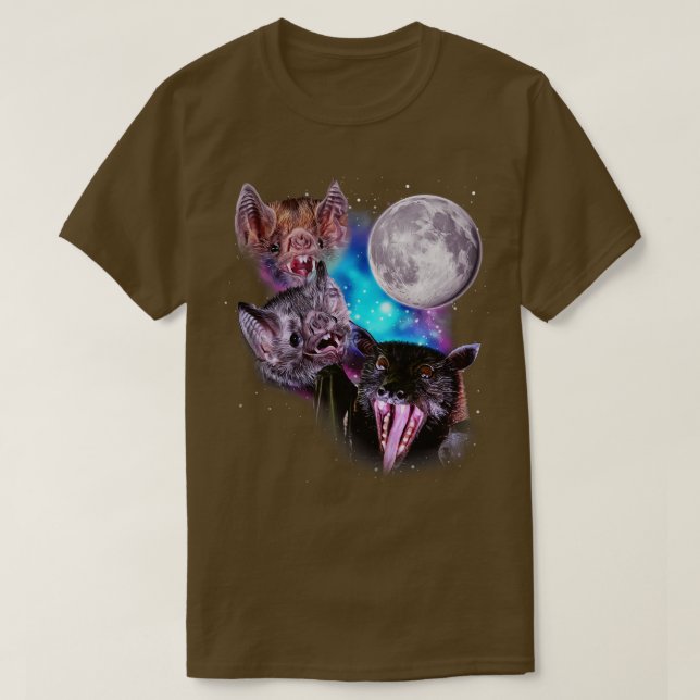 Camiseta Aúl de tres murciélagos en la luna (Diseño del anverso)