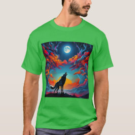 Camiseta Aúl lunar: Serenade de un lobo bajo un cielo vibra