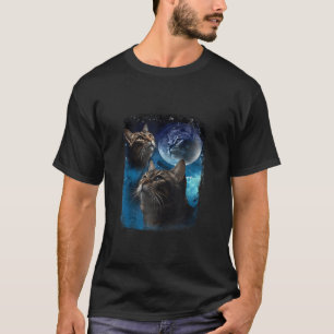 Camiseta Aúllamiento de gatos en la luna Funny Vintage Tres