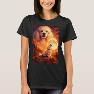Camiseta Aullando a la luna caniche vintage místico perro 