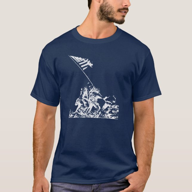 Camiseta Aumento de la bandera de WWII Iwo Jima, blanco (Anverso)