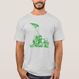 Camiseta Aumento de la bandera de WWII Iwo Jima, verde