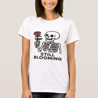 Camiseta Aún en flor - Esqueleto lindo con diseño Rosa