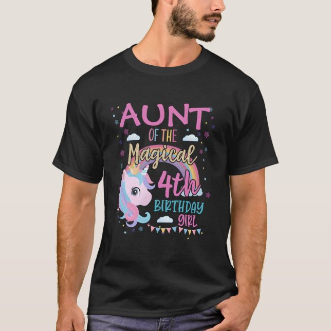 Camiseta Aunt 4Th Rainbow Unicorn Daughter Py Family (Anverso)