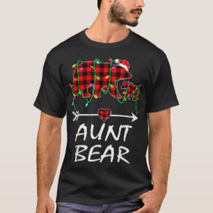 Camiseta Aunt Bear Christmas Pajama Red Plaid Buffalo Xmas