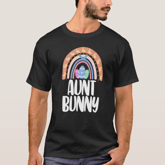 Camiseta Aunt Bunny Easter Rainbow Love Funny Women Easter  (Anverso)