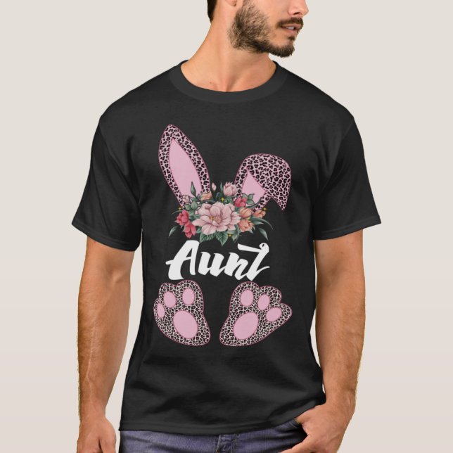 Camiseta Aunt Leopard Bunny Matching Family Easter Day Part (Anverso)