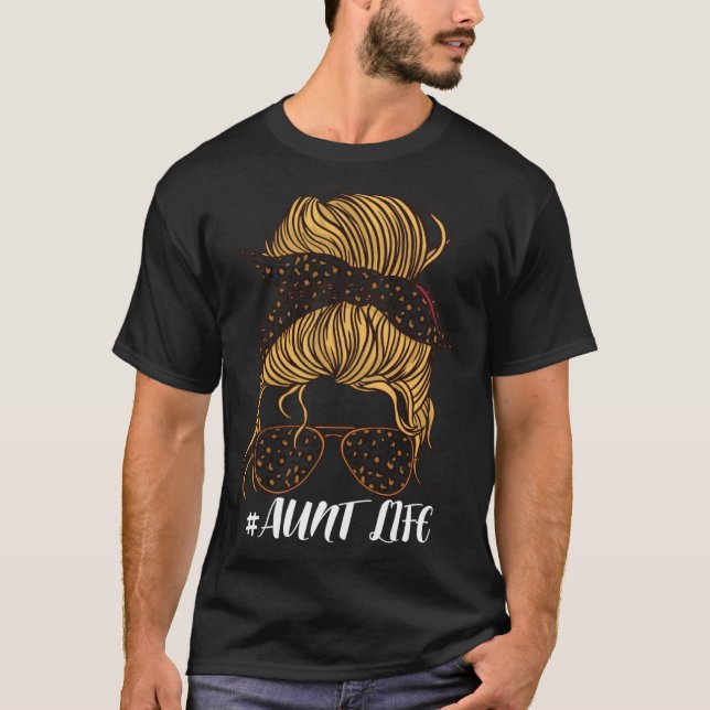 Camiseta Aunt Life Leopard Messy Bun  Girls  Aunt Life (Anverso)