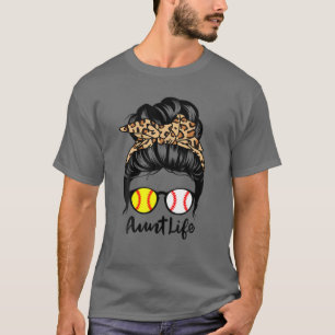 Camiseta Aunt Life Messy Bun Hair Funny Béisbol Softbol P